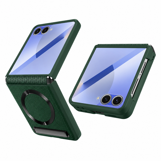 Galaxy Z Flip 6 Leather Magnetic Stand Case