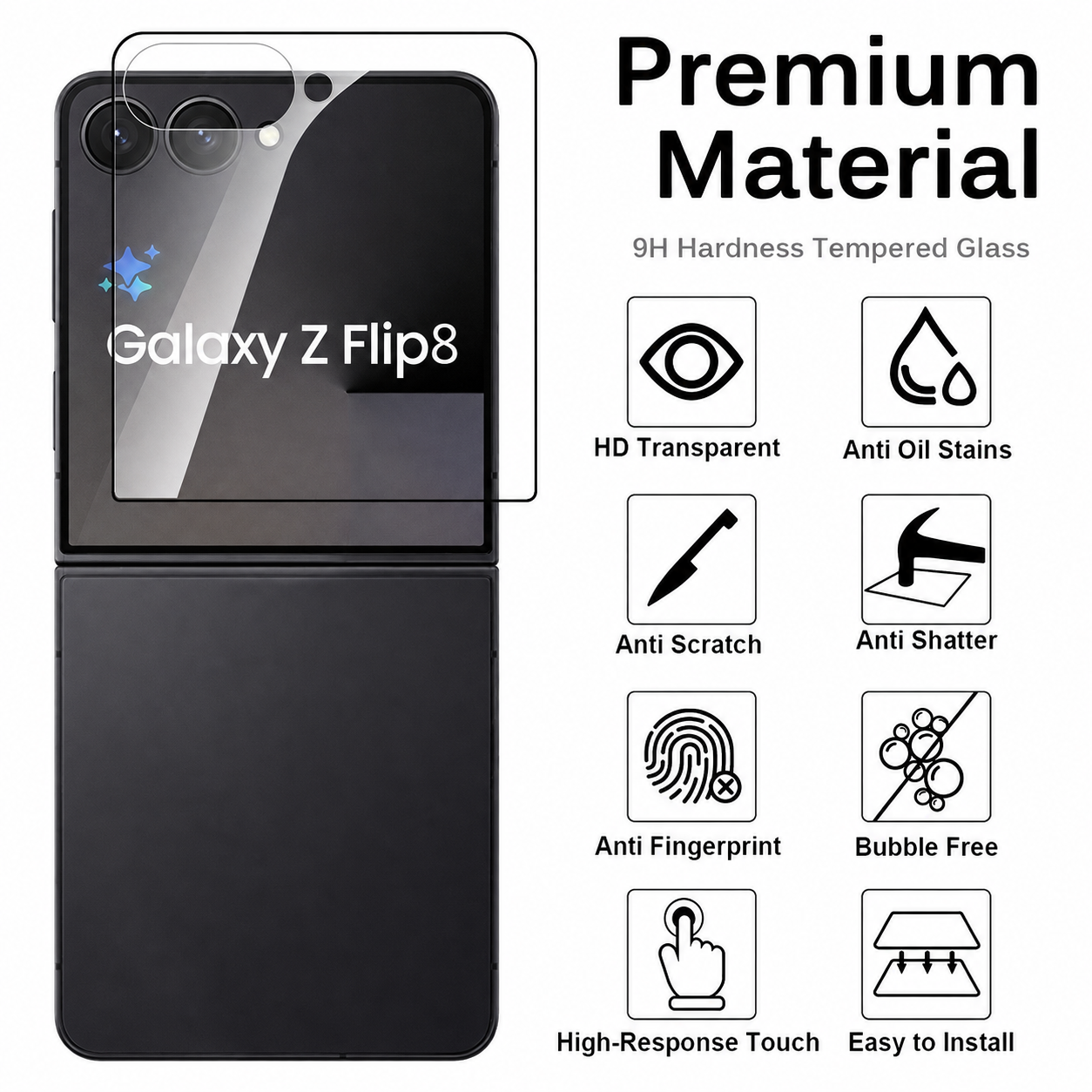 Galaxy Z Flip 8 3-Pack Tempered Glass Screen Protector