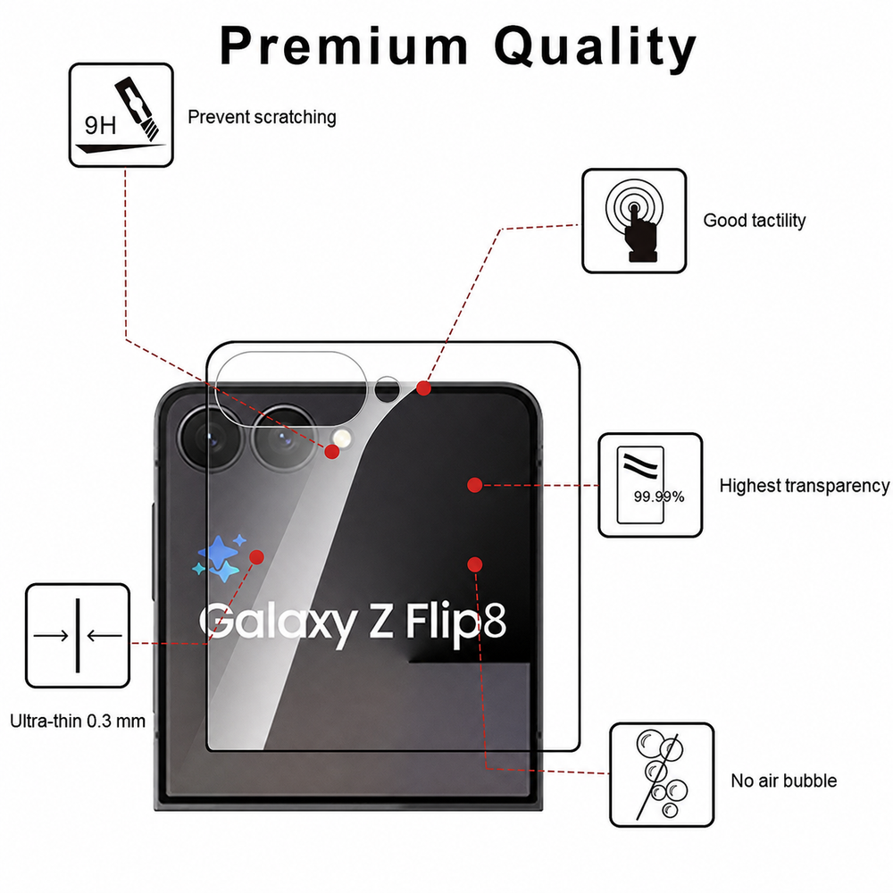 Galaxy Z Flip 8 3-Pack Tempered Glass Screen Protector
