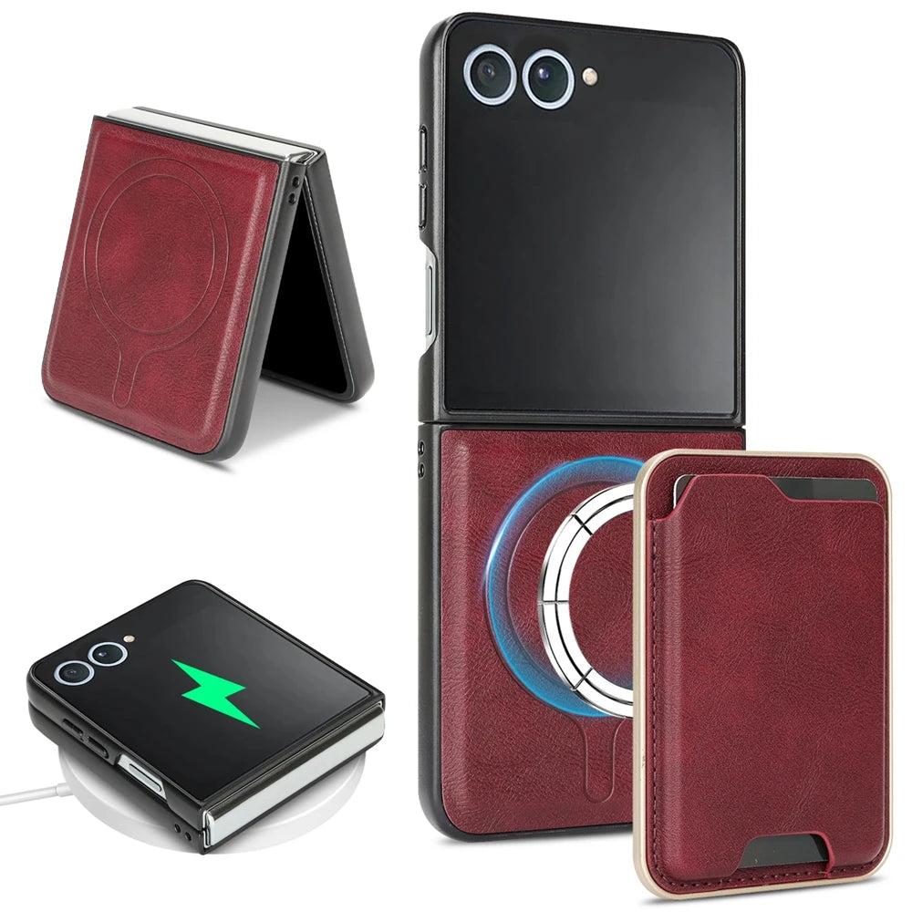 Galaxy Z Flip 7 MagSafe Leather Wallet Case