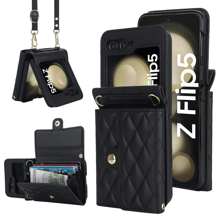 Galaxy Z Flip 5 Rhombic Card Lanyard Case