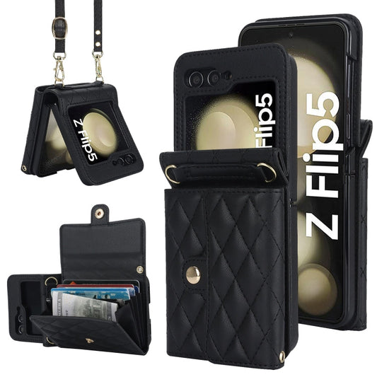 Galaxy Z Flip 5 Rhombic Card Lanyard Case
