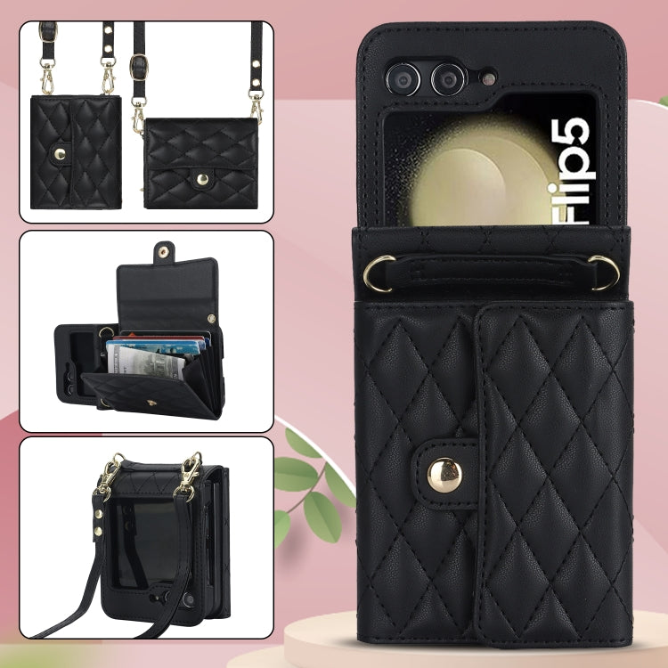 Galaxy Z Flip 5 Rhombic Card Lanyard Case