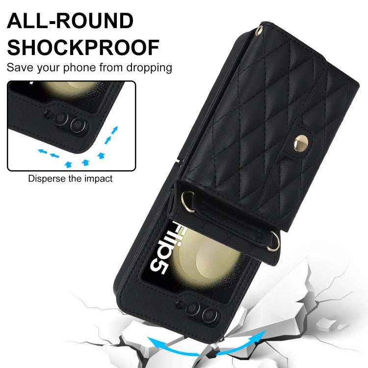 Galaxy Z Flip 5 Rhombic Card Lanyard Case