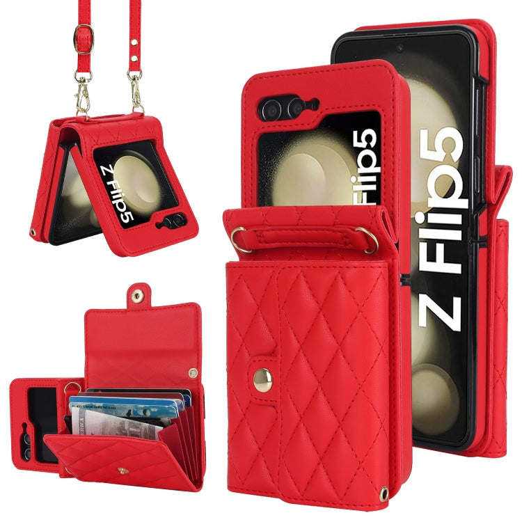 Galaxy Z Flip 5 Rhombic Card Lanyard Case