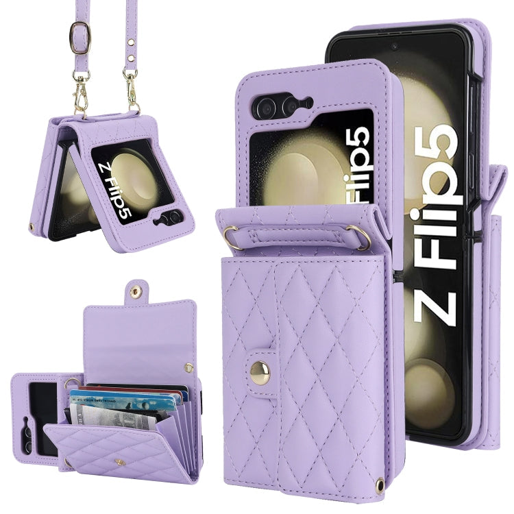 Galaxy Z Flip 5 Rhombic Card Lanyard Case