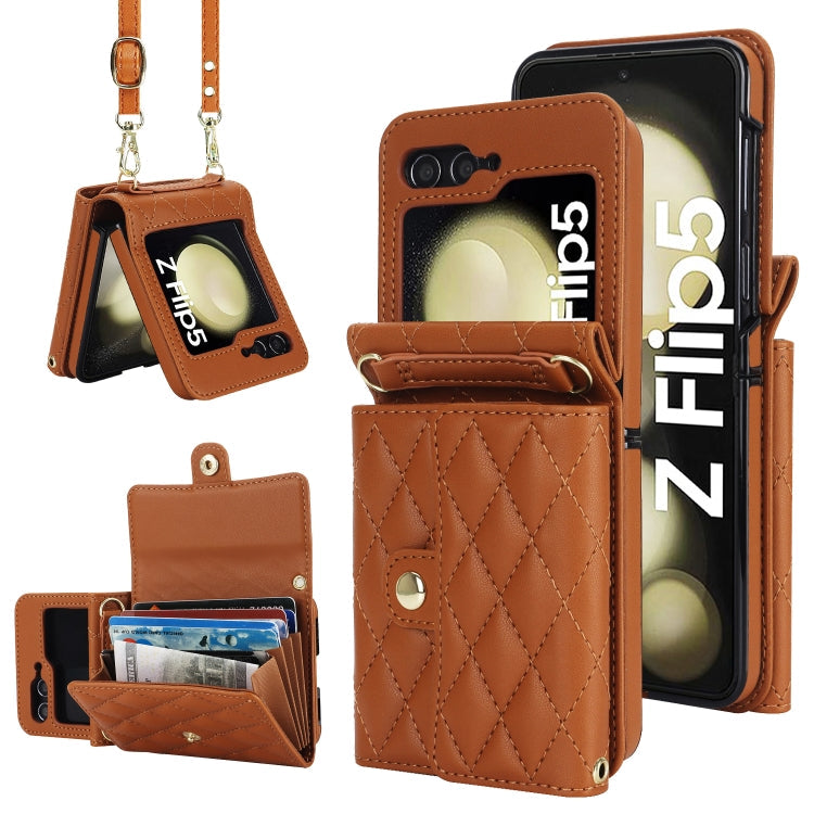 Galaxy Z Flip 5 Rhombic Card Lanyard Case