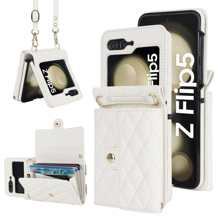 Galaxy Z Flip 5 Rhombic Card Lanyard Case