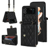 Rhombic Texture Card Holder Case with Long Lanyard