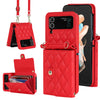 Rhombic Texture Card Holder Case with Long Lanyard