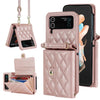 Rhombic Texture Card Holder Case with Long Lanyard