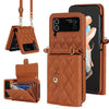 Rhombic Texture Card Holder Case with Long Lanyard