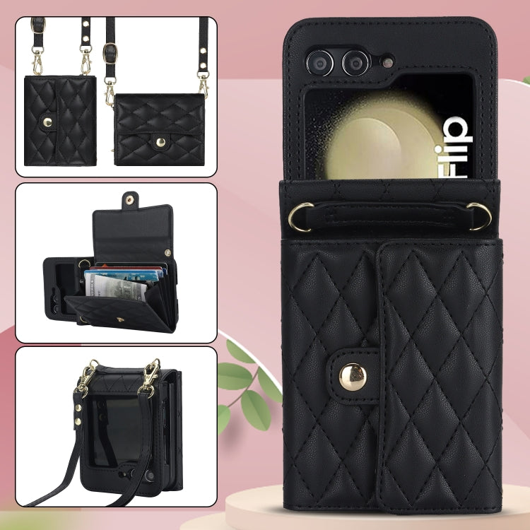 Galaxy Z Flip 6 Rhombic Card Lanyard Case
