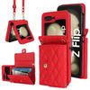 Rhombic Texture Card Holder Case with Long Lanyard