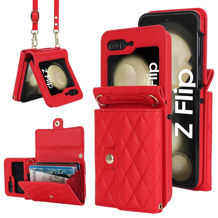 Galaxy Z Flip 6 Rhombic Card Lanyard Case