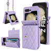 Rhombic Texture Card Holder Case with Long Lanyard