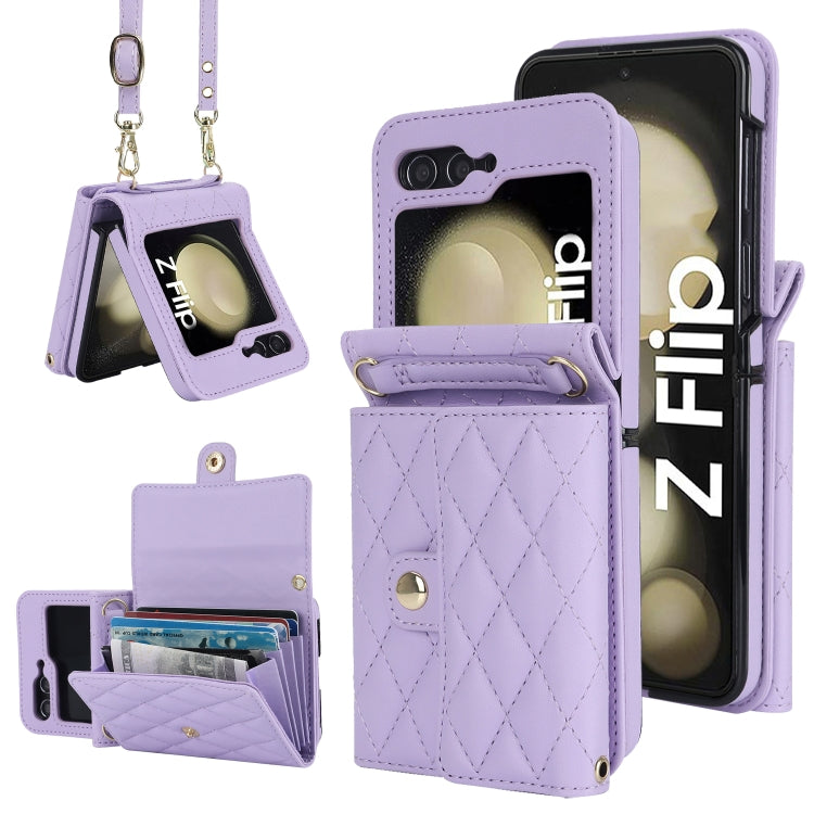 Galaxy Z Flip 6 Rhombic Card Lanyard Case