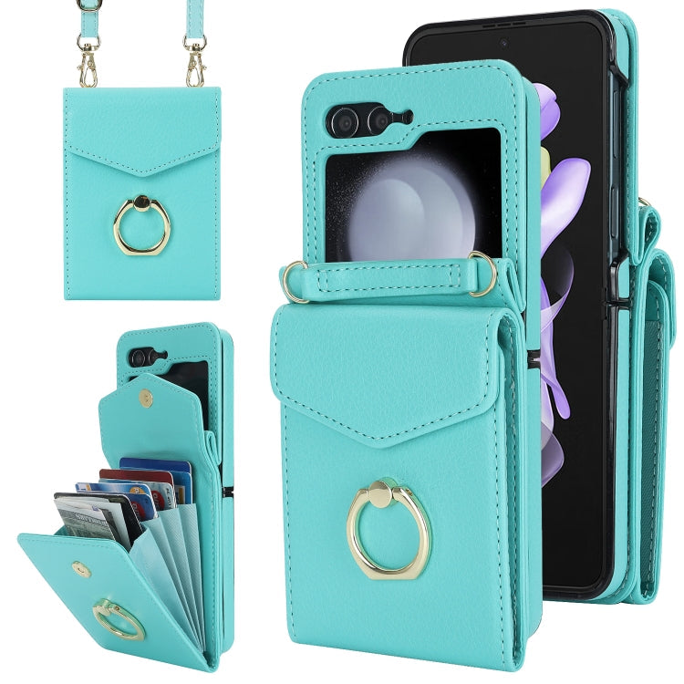 Galaxy Z Flip 7 Litchi Ring Holder Case