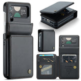 Galaxy Z Flip 4 Business Style Leather Case with Secure Card Holder