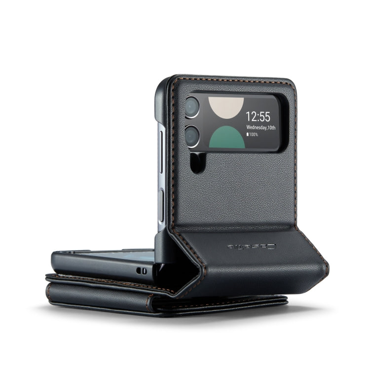 Galaxy Z Flip 4 Business Style Leather Case with Secure Card Holder