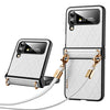 Elegant Rhombic Texture Case with Lanyard