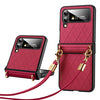 Elegant Rhombic Texture Case with Lanyard