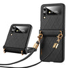 Elegant Rhombic Texture Case with Lanyard