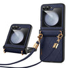 Elegant Rhombic Texture Case with Lanyard