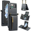 Zipper Leather Case with Detachable Card Slots & Long Lanyard