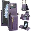 Zipper Leather Case with Detachable Card Slots & Long Lanyard