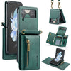 Zipper Leather Case with Detachable Card Slots & Long Lanyard