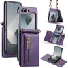 Zipper Leather Case with Detachable Card Slots & Long Lanyard