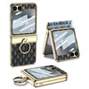 Rhombus Pattern Electroplated Leather Case with Ring
