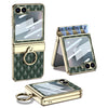 Rhombus Pattern Electroplated Leather Case with Ring