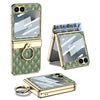 Rhombus Pattern Electroplated Leather Case with Ring