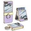 Electroplated Crocodile Texture Leather Case with Ring
