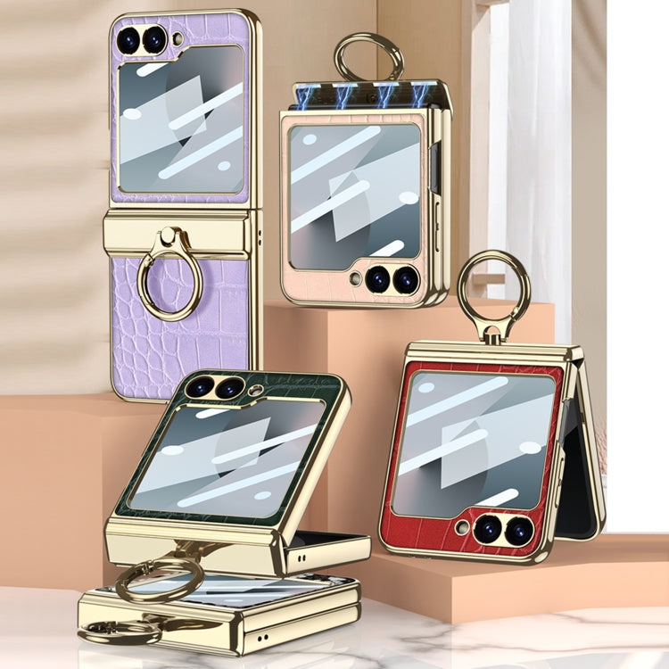 Galaxy Z Flip 5 Electroplated Croc Ring Case