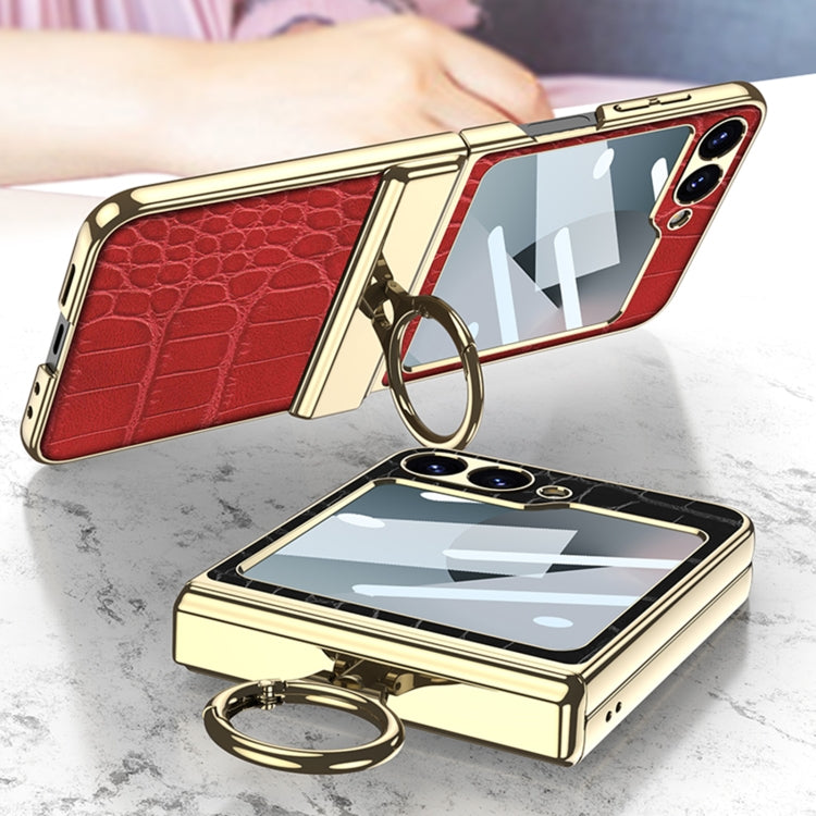 Galaxy Z Flip 7 Electroplated Croc Ring Case