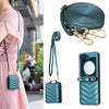 Wave-Shaped Crossbody Leather Case with Lanyard