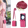 Wave-Shaped Crossbody Leather Case with Lanyard