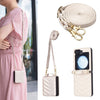 Wave-Shaped Crossbody Leather Case with Lanyard