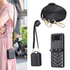 Wave-Shaped Crossbody Leather Case with Lanyard