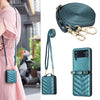 Wave-Shaped Crossbody Leather Case with Lanyard