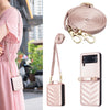 Wave-Shaped Crossbody Leather Case with Lanyard