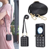 Square-Shaped Crossbody Leather Case with Lanyard