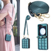 Square-Shaped Crossbody Leather Case with Lanyard