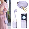 Square-Shaped Crossbody Leather Case with Lanyard