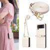 Square-Shaped Crossbody Leather Case with Lanyard