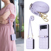 Square-Shaped Crossbody Leather Case with Lanyard