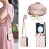 Rhombus-Shaped Crossbody Leather Case with Lanyard